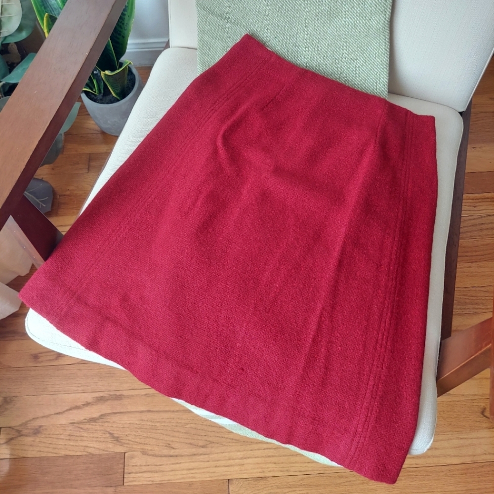 Vintage 70s Wool Short Skirt Dark Red Small 15" Waist Kelita